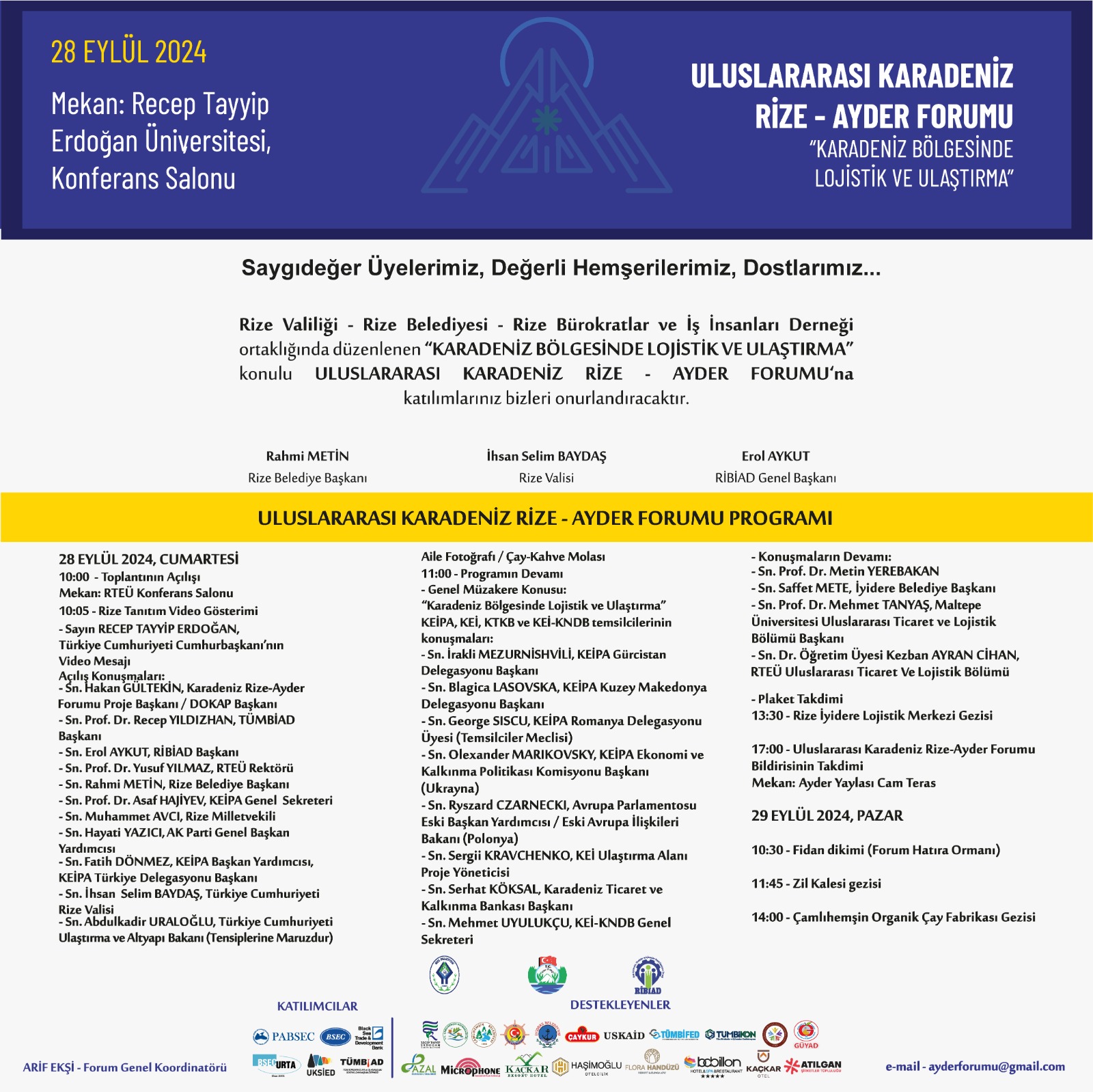 ULUSLARARASI KARADENİZ RİZE-AYDER FORUMU